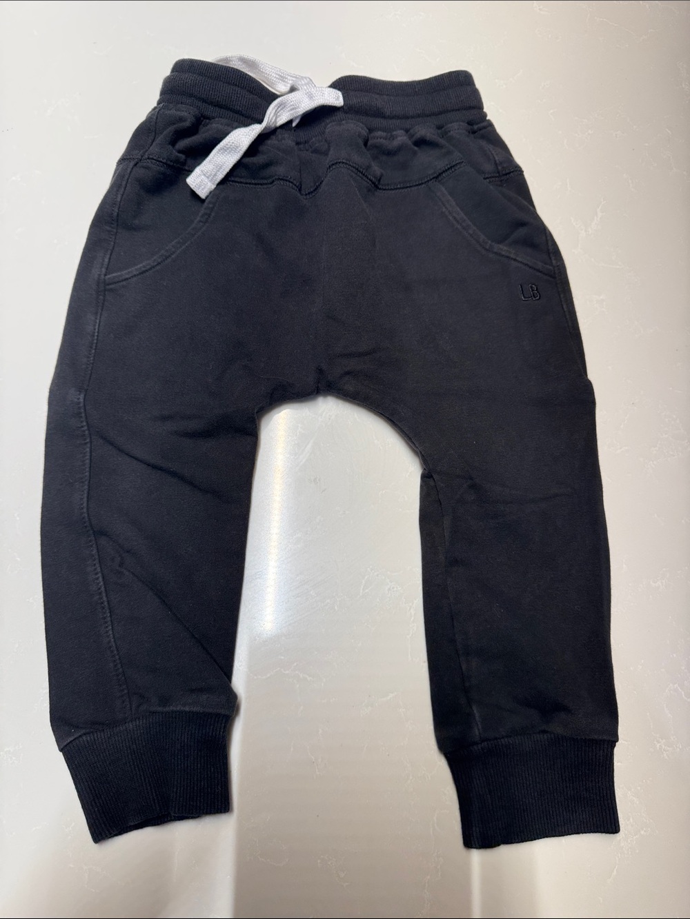 Little Bipsy Black Jogger Pants with White Drawstring